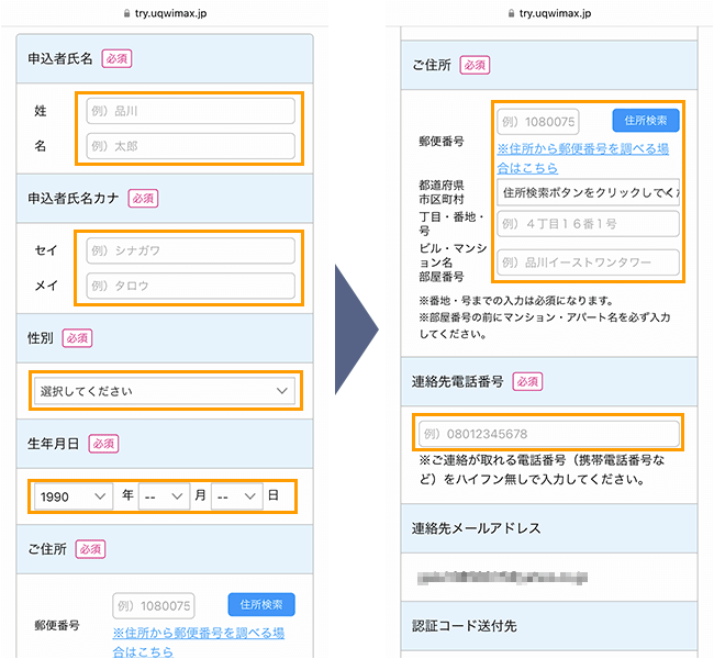 TryWiMAX 申込み手順